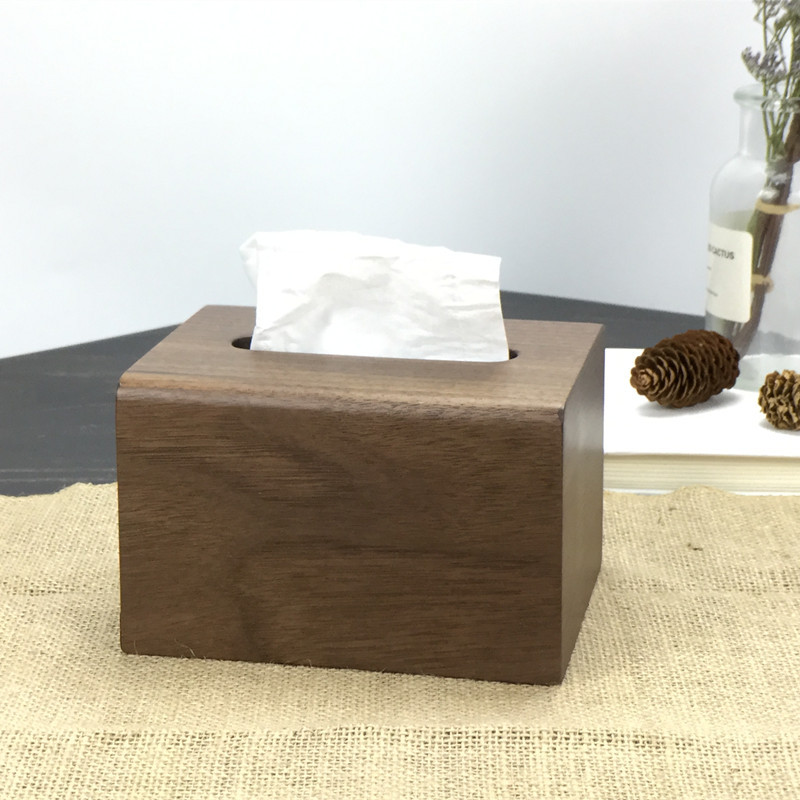 黑胡桃木纸巾盒阿斯卡利(ASCARI)客厅卧室简约茶几抽纸盒桌面遥控器收纳盒 黑胡桃木纸巾盒大号-