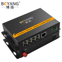 博扬(BOYANG)数字电话光端机 4路电话语音+1路网络 对讲音频加1路以太网 光纤传输FC接口 1对 BY-4P1E