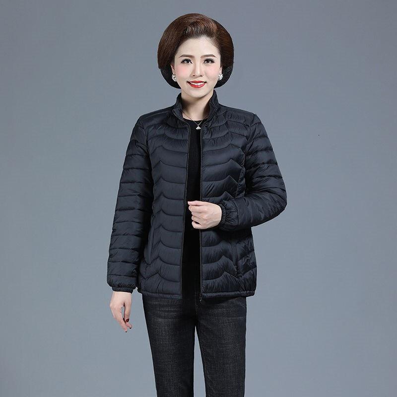 迪鲁奥（DILUAO)羽绒服女中老年女装轻薄小短款中年妈妈装秋冬大码外套_536 3XL建议120-135斤 黑色M版