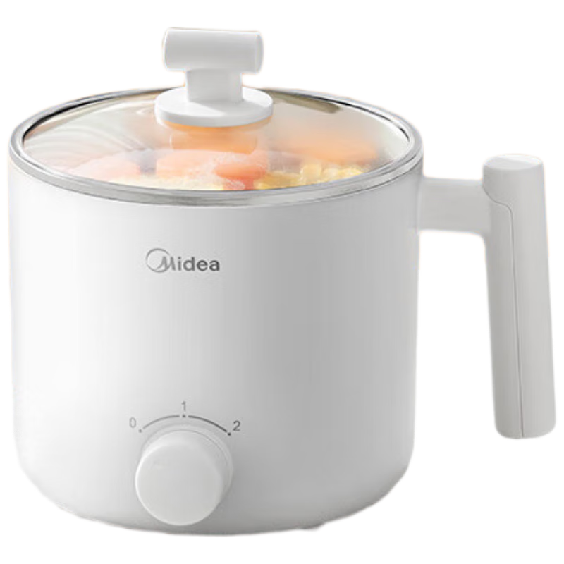 美的电煮锅不锈钢小型1-2人锅多功能多用泡面锅小型迷你电煮锅小电锅1.7升304内胆0涂层 MC-XZE1611