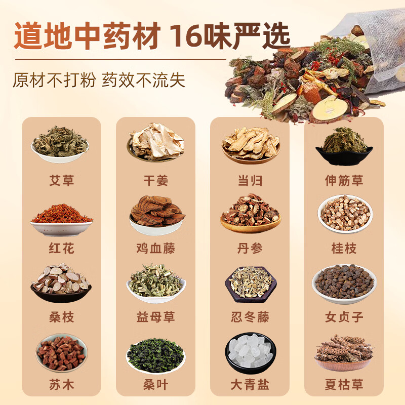 同仁堂泡脚药包艾草叶十六味足浴包祛驱泡脚湿寒瑶浴泡脚粉男女30g*90包高清大图