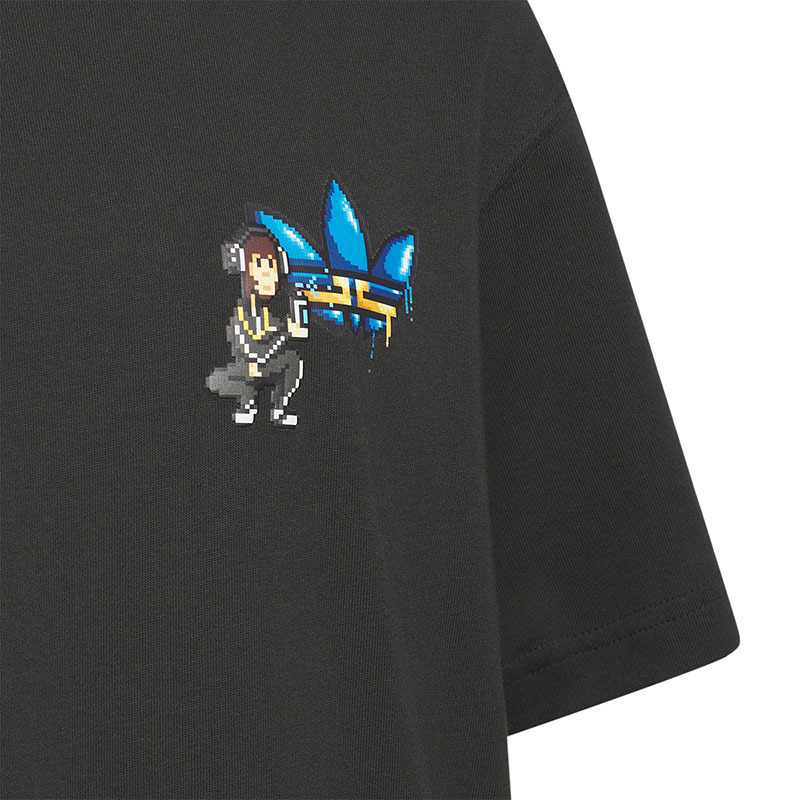 Adidas 三叶草青少年23秋季运动T恤像素卡通印花圆领短袖 IX4363
