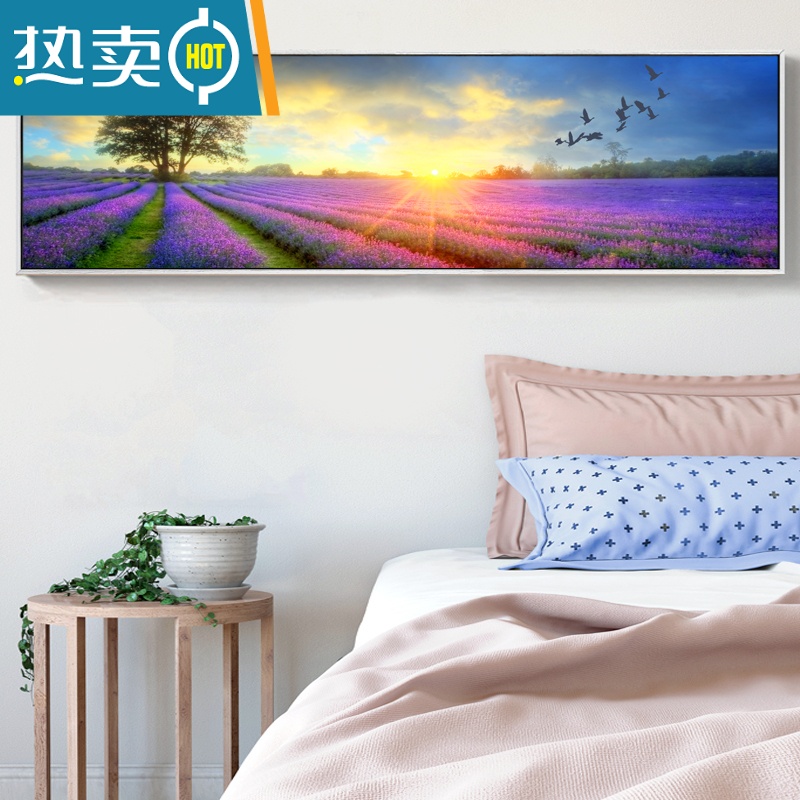 敬平横幅长条装饰画卧室酒店婚房简约大气挂画背景墙床头画卧室装饰画装饰画高清大图