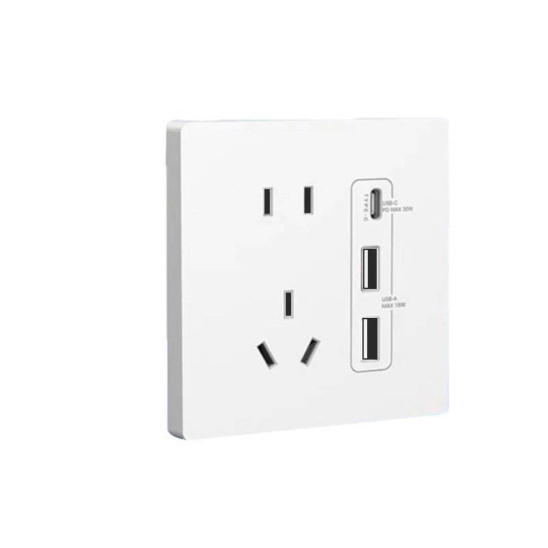 旭德锐 86型插座(含安装)双USB+type-C五孔插座10A/个高清大图