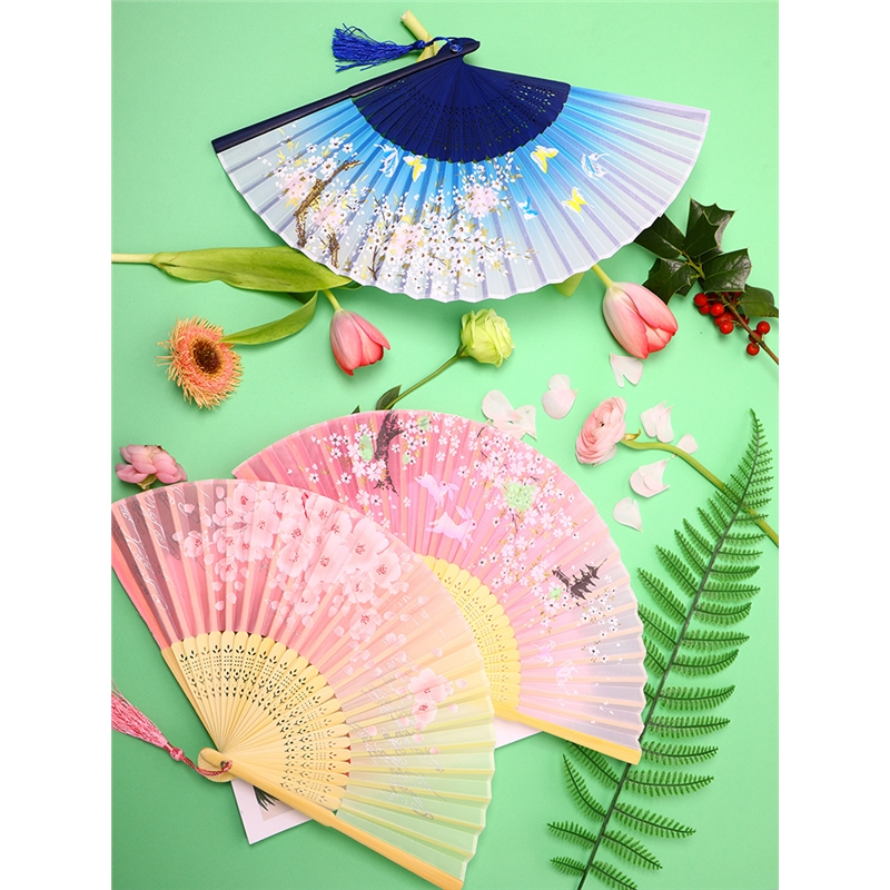 古达扇子折扇古风中国风女式汉服旗袍舞蹈儿童学生夏日随身折叠小巧扇