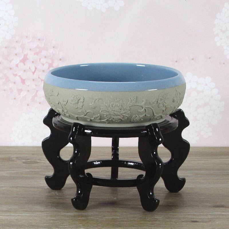 花盆底座仿古圆形盆景鱼缸花瓶石头根托盘摆件木质底座