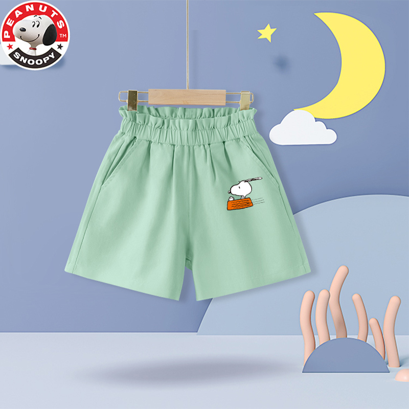 史努比(SNOOPY)儿童夏季短裤女童裤子纯棉宽松花苞腰女孩子休闲百搭外出裤23TV01