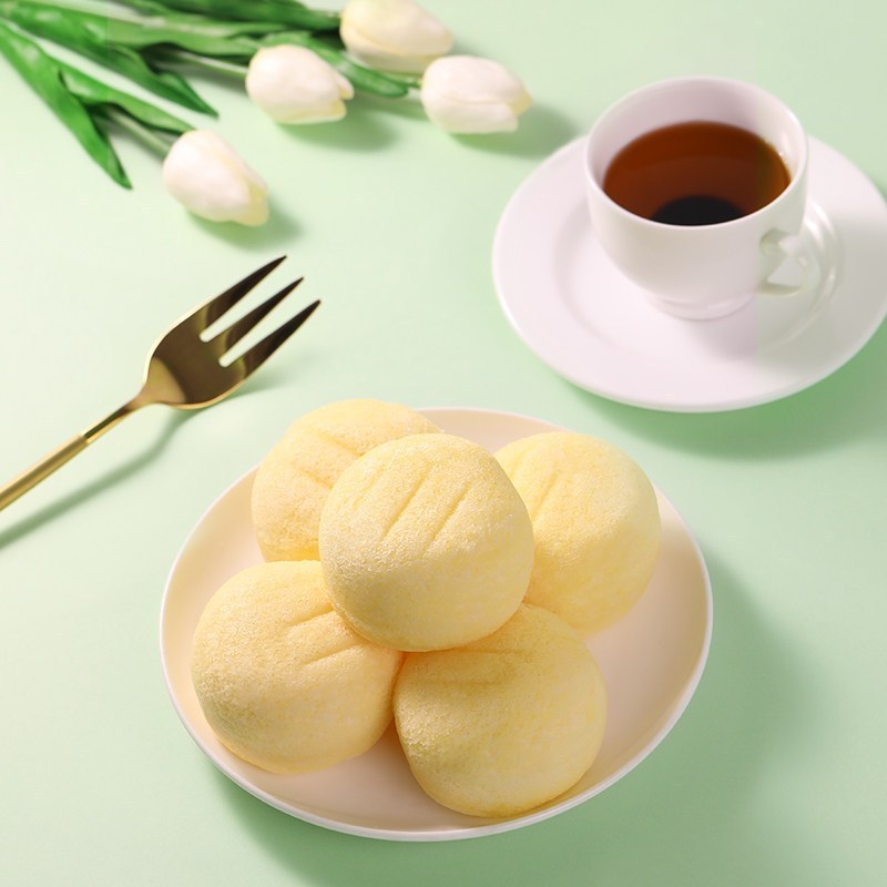 港荣 淡糖蒸蛋糕450g 苏宁自营零食整箱宿舍耐吃营养早餐糕点小面包