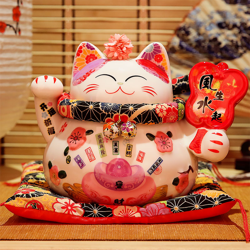 店铺猫小摆件 家居客厅开业礼品日式陶瓷存钱罐发财猫 三维工匠 5寸金运猫高清大图