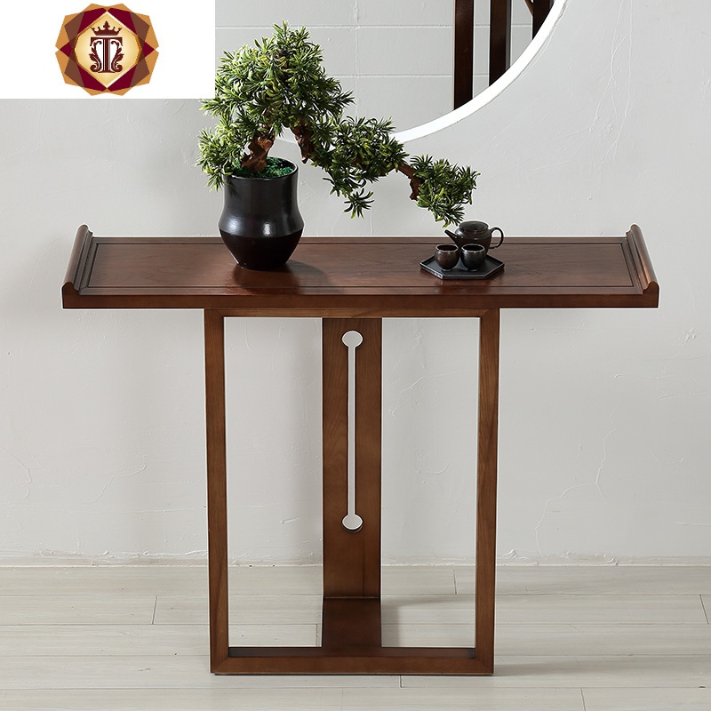 三维工匠新中式玄关桌翘头香案白蜡木入户厅供桌仿古长桌禅意实木玄关