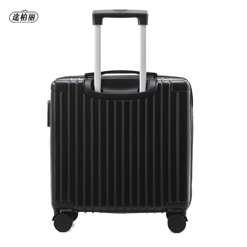 途柏丽TOBERLIR拉杆箱T0205-18 多功能大容量耐用结实旅行箱行李箱 黑色 18寸高清大图