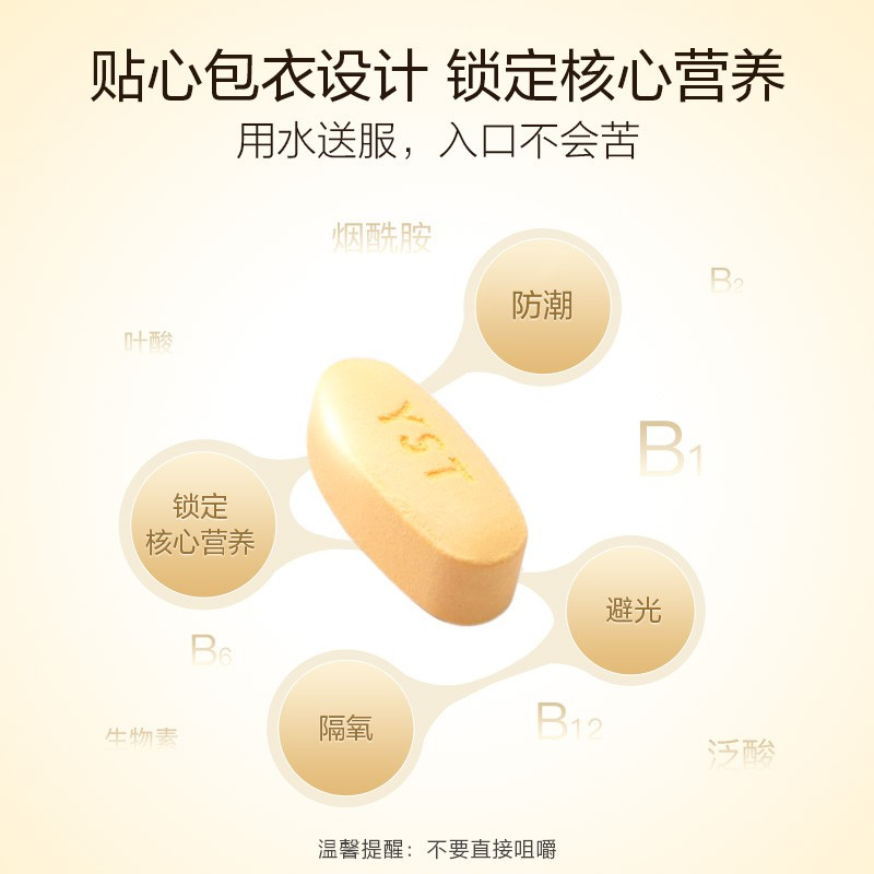 养生堂维生素B族片60片装 成人男士女士复合维生素b vb含b1b2b6b12叶酸