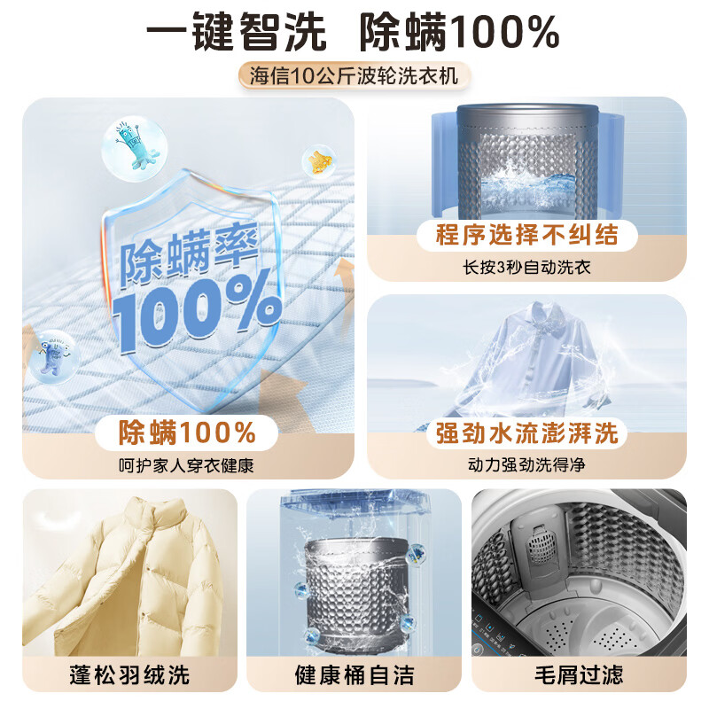 海信(Hisense)HB100DE10 海信洗衣机 10kg 波轮升级大容量一键智洗高清大图