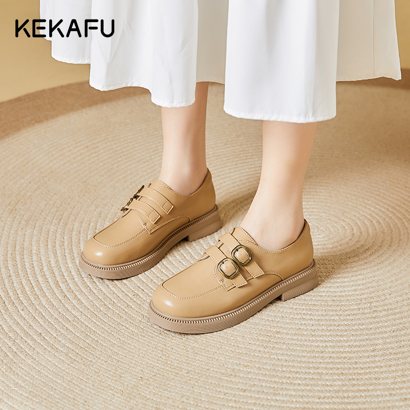 珂卡芙黑色乐福鞋女2024新款春季配裙子软底单鞋复古英伦风小皮鞋