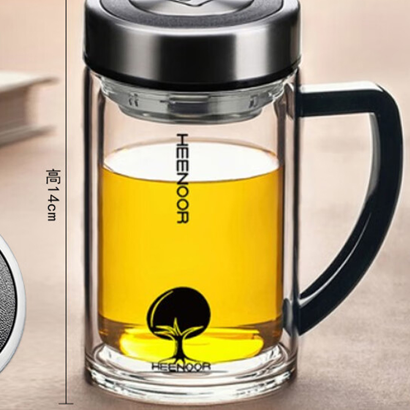 希诺玻璃杯290ml耐用耐高温户外便携双层防烫XN-6720高清大图