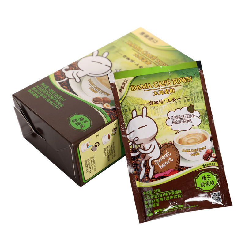 大马老街3合1榛子炭烧味即溶白咖啡(固体饮料)兔斯基版180g 进口速溶咖啡