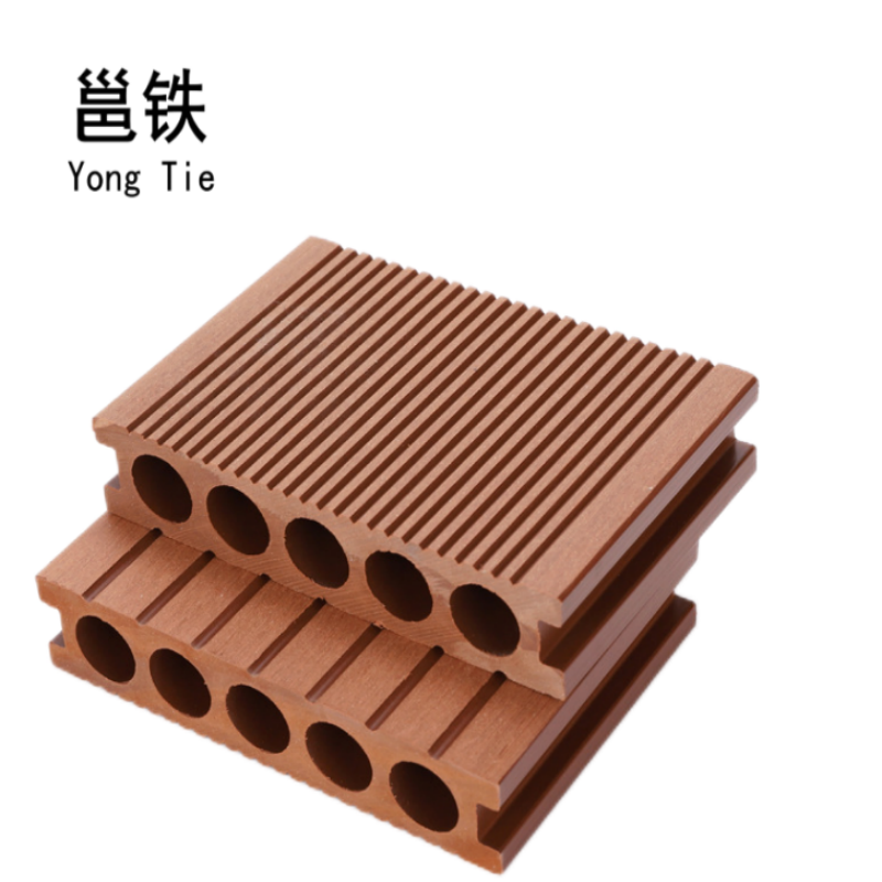 邕铁 塑木地板定制 供挤圆孔木纹款 平方米