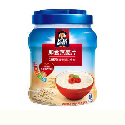 桂格燕麦片1000g罐装冲调谷物制品即食纯燕麦片早餐代餐食品冲饮 即食 1kg