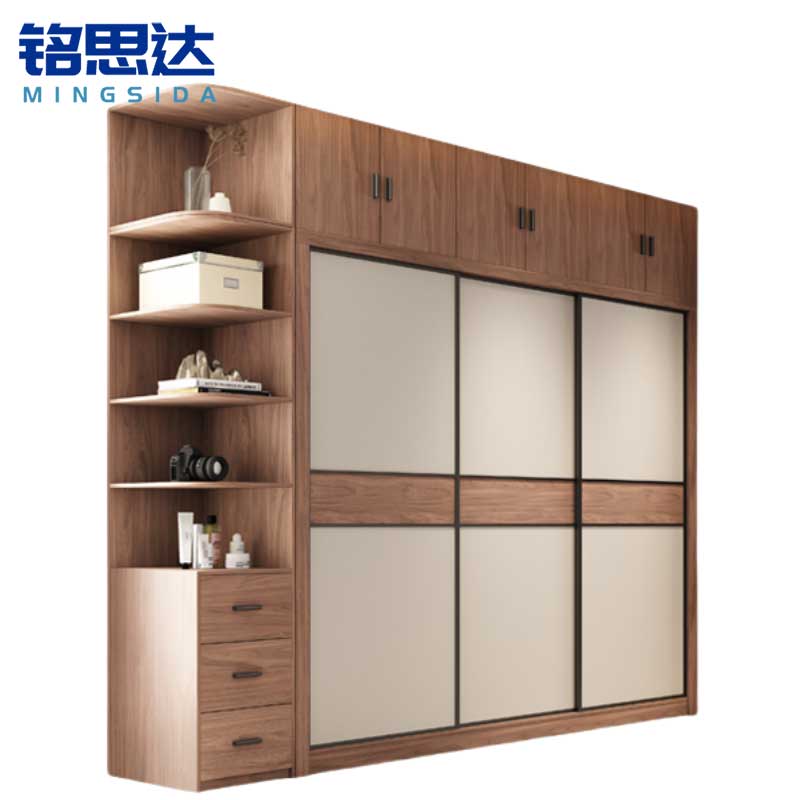 铭思达木质衣柜2米+边柜+顶柜套高清大图