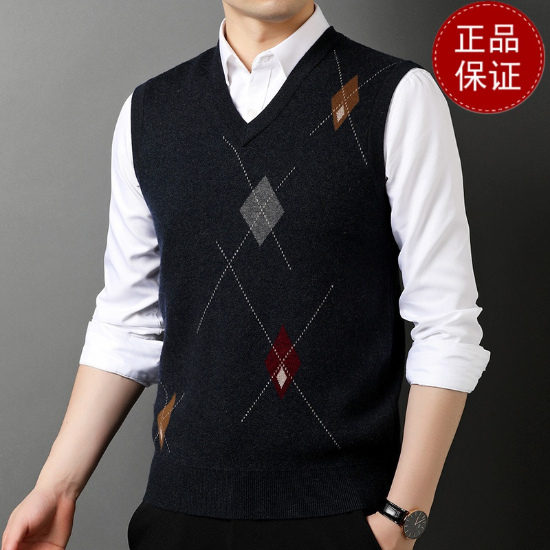 免费退换 乔其 阿玛尼毛衣马甲羊绒背心保暖针织衫无袖中年男装秋冬