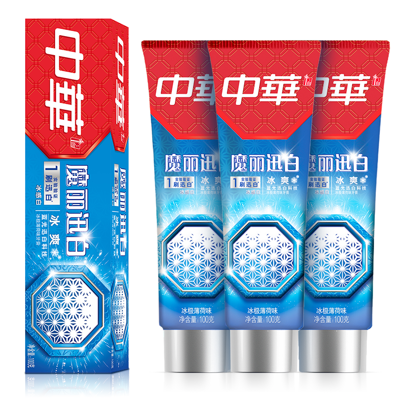 中华魔力迅白牙膏劲冰极薄荷味100g*3支装