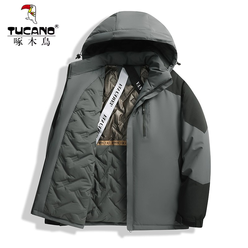 啄木鸟2025冬季男士新款加厚棉衣冲锋衣男女款防风保暖棉服外套潮高清大图