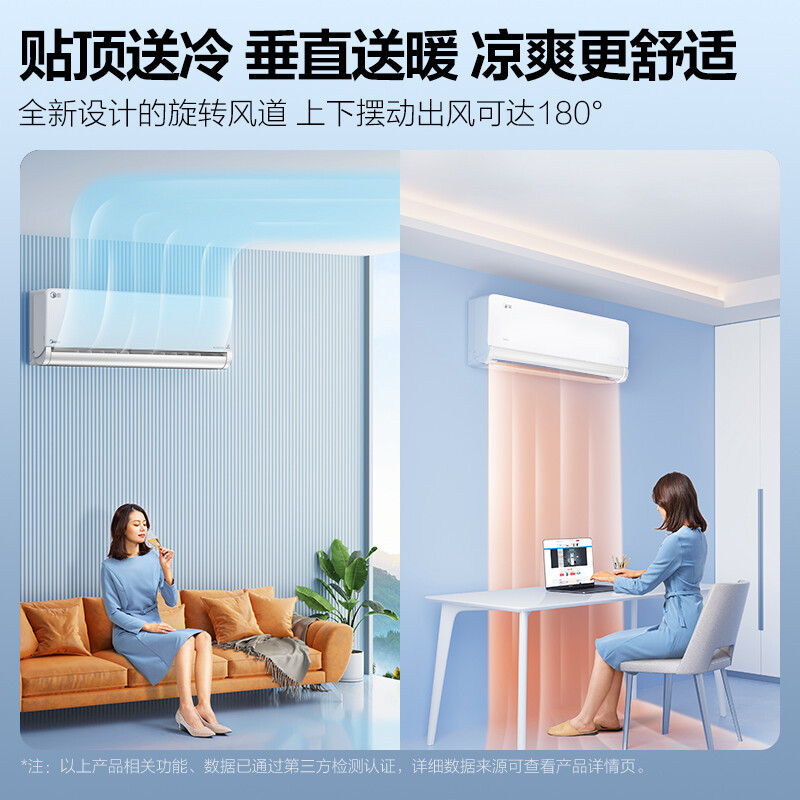 美的(Midea)大1匹新一级空调风尊 变频冷暖壁挂式客厅卧室大风口 智能能省电挂机KFR-26GW/N8MXC1时尚版