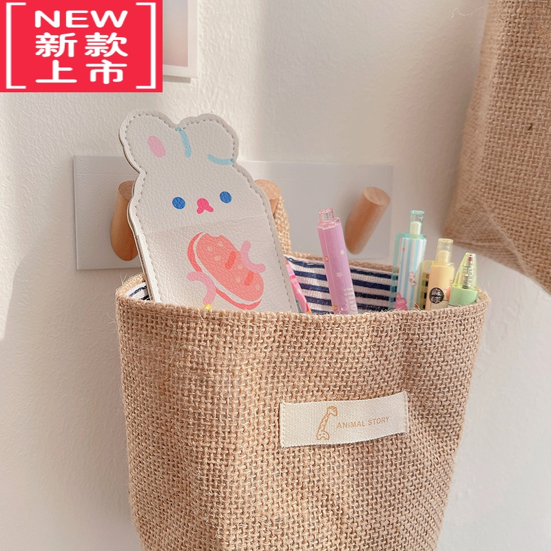 可莉允ins棉麻挂袋简约墙面收纳袋子 入户钥匙收纳文具学生宿舍杂物挂篮