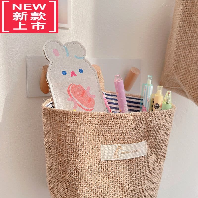 可莉允ins棉麻挂袋简约墙面收纳袋子 入户钥匙收纳文具学生宿舍杂物挂篮图片