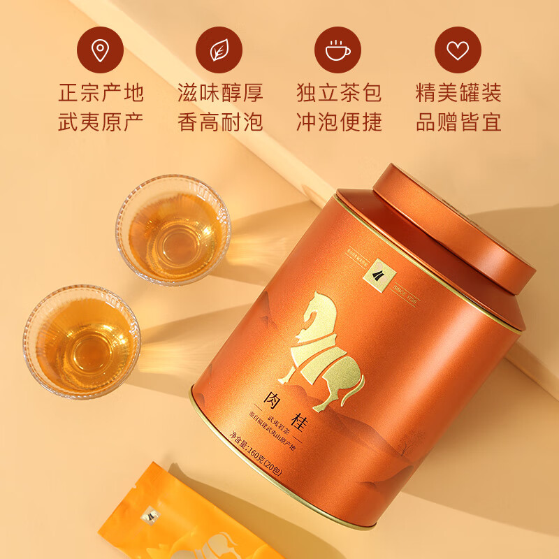 八马茶业乌龙茶 金马罐武夷岩茶肉桂一级160g罐装 茶叶自己喝高清大图