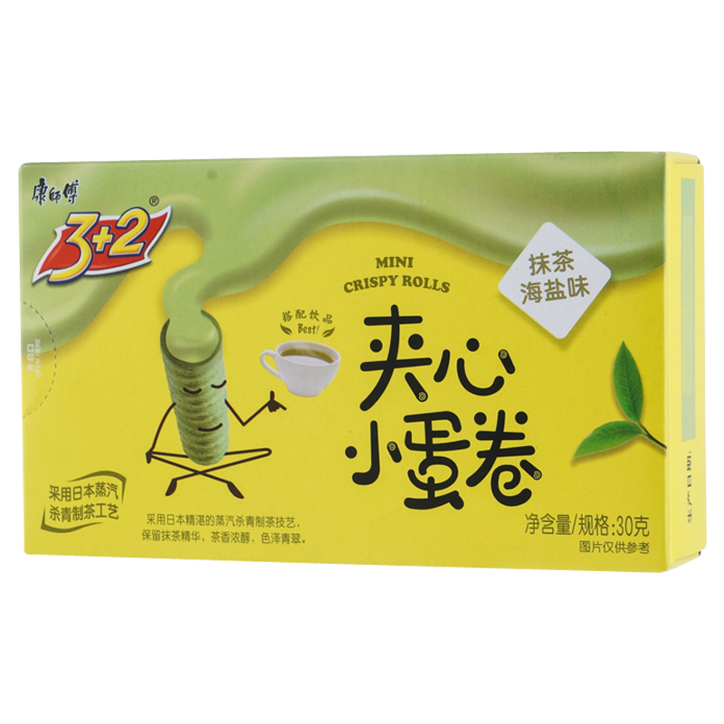 康师傅 3+2夹心小蛋卷抹茶海盐味 30g/盒 休闲零食小吃蛋卷