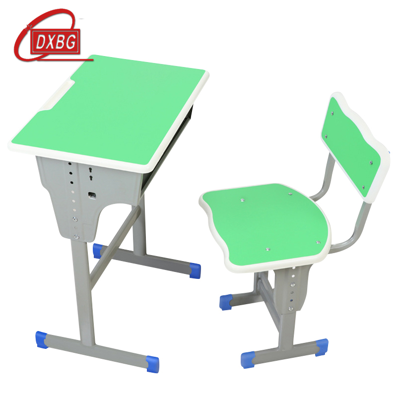 DXBG学生课桌椅儿童学习桌单人培训辅导补习班升降课桌椅学校写字课桌【工厂现做 7天内发货】 单柱单人靠背果绿色
