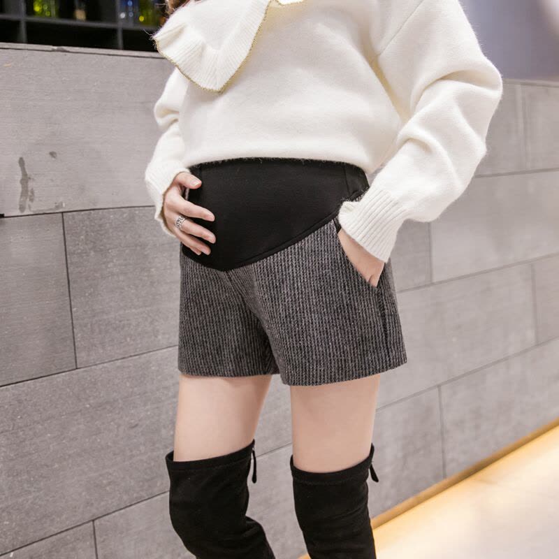 迪鲁奥(DILUAO)LYL孕妇装 孕妇裤 孕妇装秋季 孕妇裤秋季 孕妇裤子孕妇阔腿裤 孕妇毛呢短裤靴裤F798-2图片