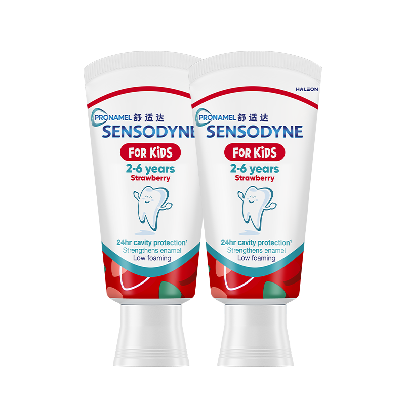 舒适达(Sensodyne)护釉健乳牙期特护儿童牙育(草莓口味)65g*2只 2-6岁