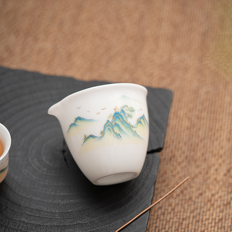 佳德美冰种玉瓷千里江山公道杯分茶器茶具配件