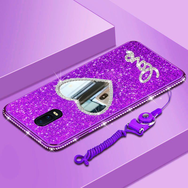 oppor17手机壳女款镜子pbem00硅胶保护套oppor17全包防摔超薄闪粉紫色