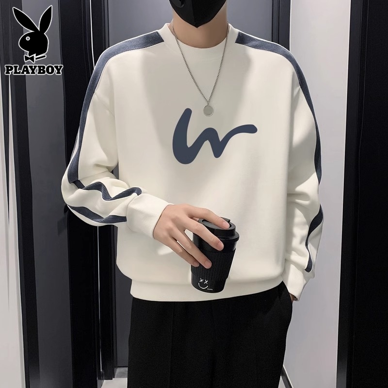花花公子重磅卫衣男士秋季休闲运动上衣服2024新款潮牌长袖t恤衣衣高清大图