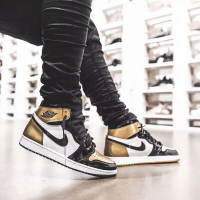 美国正品代购Jordan aj1 HIGH OG“GOLD TOP 3男士黑金鸳鸯运动篮球鞋
