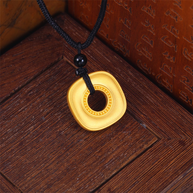 新金珠宝足金金章如意平安扣方形金章黄金5d硬金1042