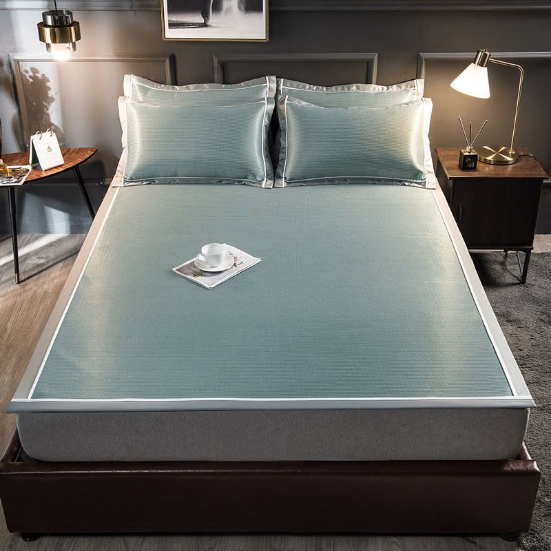 2022新款1200D加密纯色碳光席冰丝软席冰丝凉席三件套图片