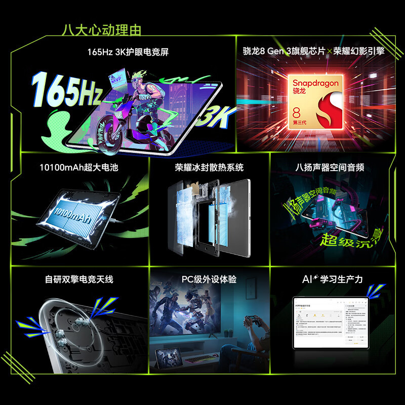 HONOR/荣耀GT2 Pro 12.5英寸OLED护眼屏平板电脑144Hz高刷网课学习办公游戏 8+128G[WiFi版]冰晶白高清大图