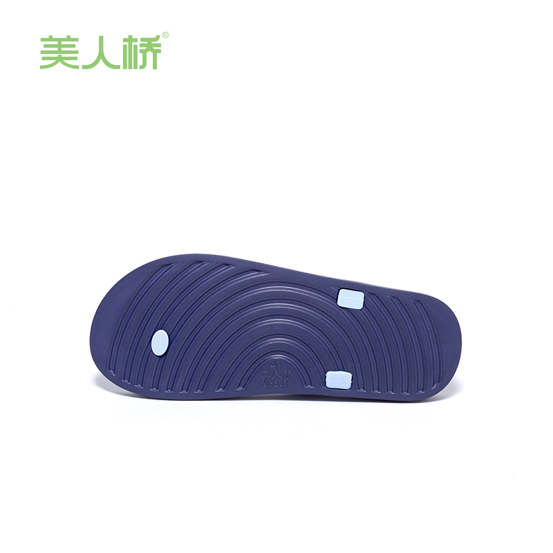 美人桥情侣款人字拖鞋轻质柔软休闲拖鞋平底防滑沙滩拖鞋简约时尚男女潮851-1