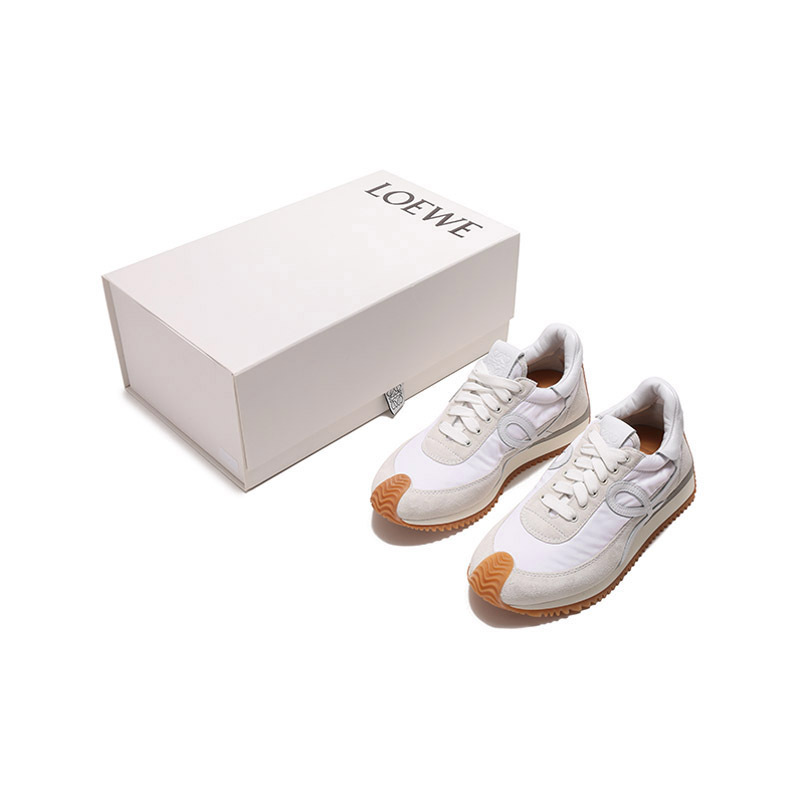 罗意威 loewe 女士白色灰白色拼色系带休闲运动鞋l815282x35