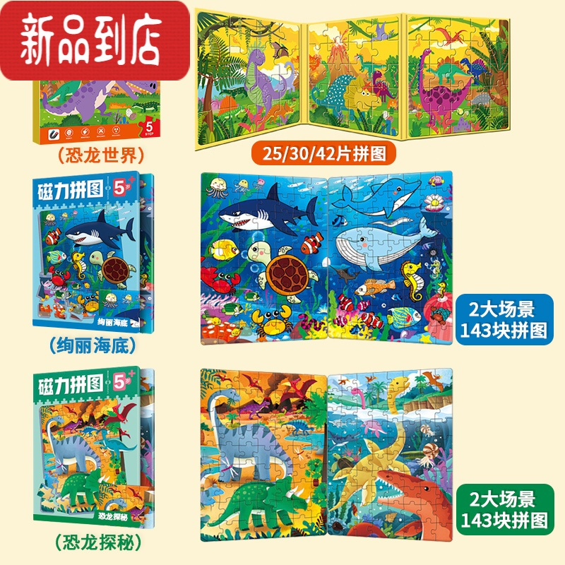 真智力儿童进阶磁力拼图3到6岁宝宝益智玩具幼儿磁性大块平图2男孩女孩4 磁力拼图[5岁]3本磁性玩具