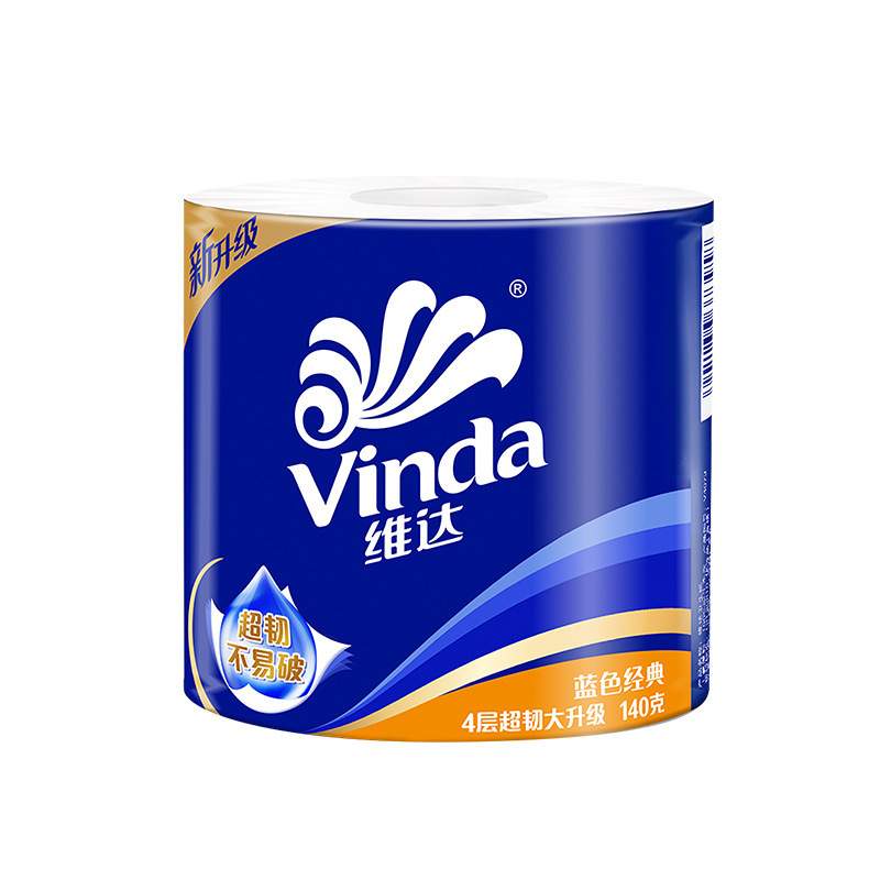 维达 蓝色经典家用卫生纸巾有芯卷纸 4层*140克*27卷/箱高清大图