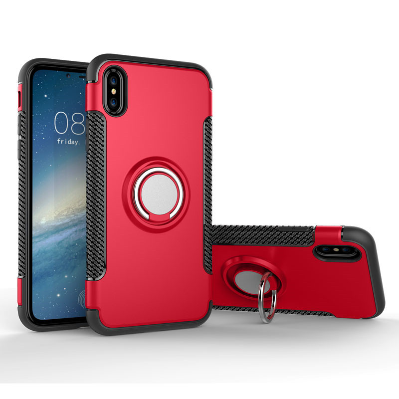 HIGE/iphone X全包防摔硅胶个性创意吸磁指环保护套 适用于苹果x手机壳男女款 土豪金