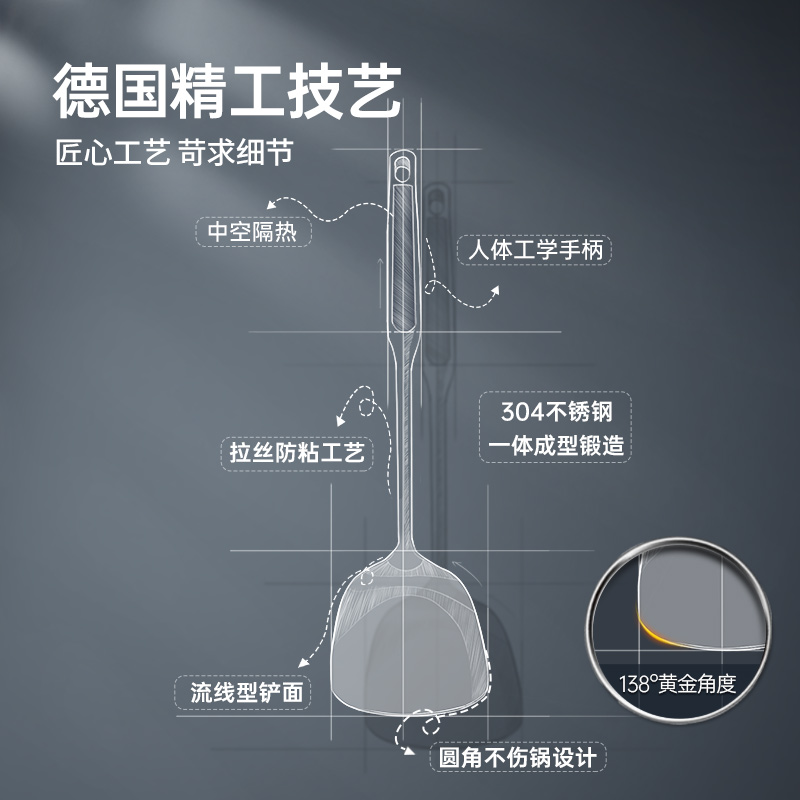 炊大皇(COOKER KING) 304不锈钢汤勺 厨房工具汤勺 防烫隔热 WG44020高清大图