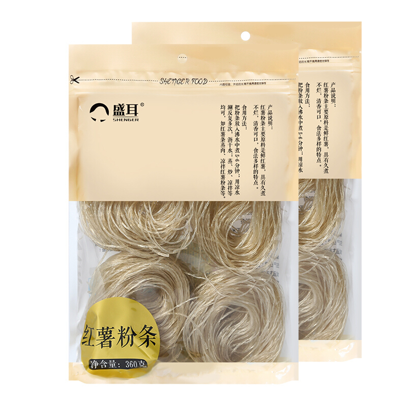 盛耳 红薯粉条360g*2 农家特产手工酸辣粉麻辣火锅粉丝地瓜细粉条