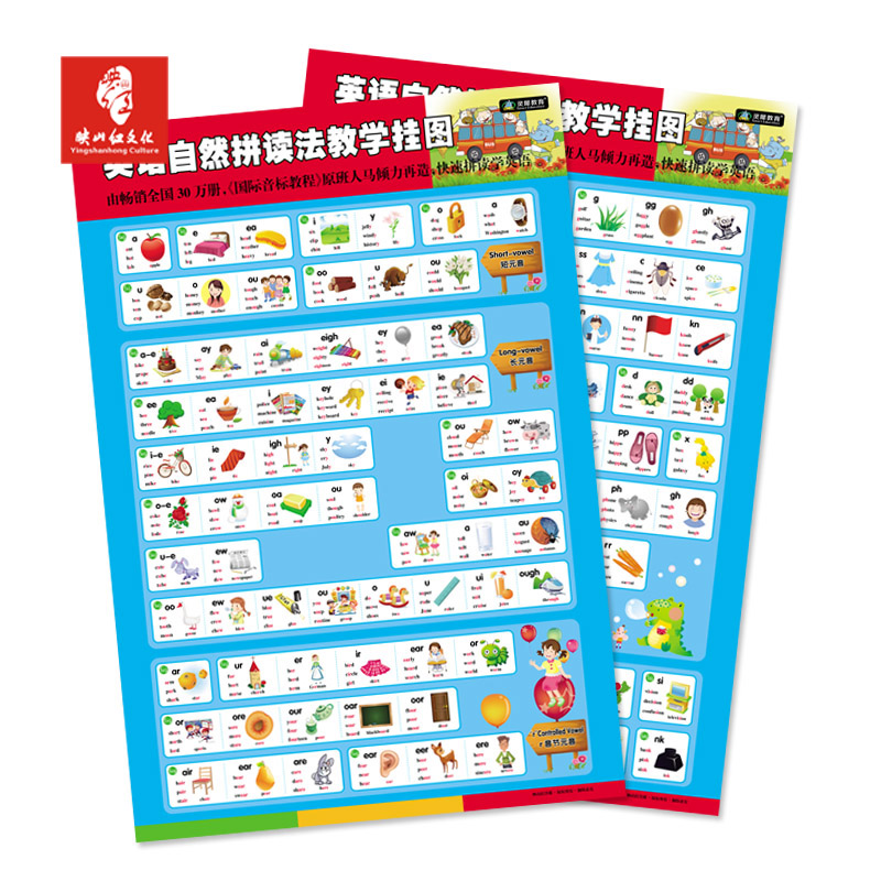 [醉染正版]正版 英语自然拼读法教学挂图 扫码看动画 小学生英语教辅 剑桥国际少儿英语教学挂图1 幼儿少儿自学英语入门高清大图