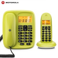 摩托罗拉(MOTOROLA) CL101C数字无绳电话机座机子母机中文显示套装办公家用一拖一固定无线座机 (青柠色)